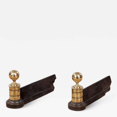 Brass and Iron Engine Turned Andirons