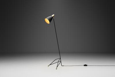 Brass and Lacquered Metal Floor Lamp Europe 1950s
