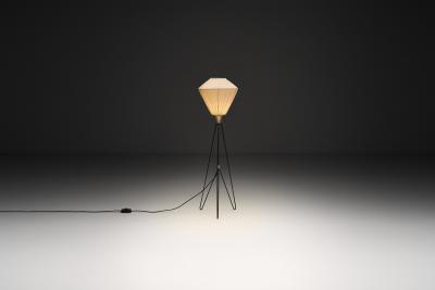Brass and Lacquered Metal Tripod Floor Lamp by EWJ Attr Sweden ca 1950s