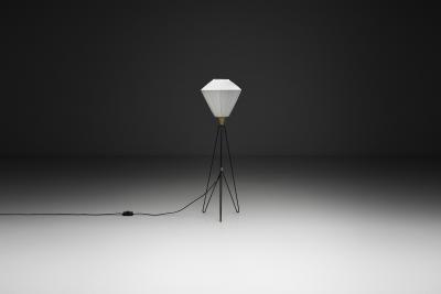 Brass and Lacquered Metal Tripod Floor Lamp by EWJ Attr Sweden ca 1950s