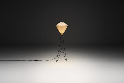 Brass and Lacquered Metal Tripod Floor Lamp by EWJ Attr Sweden ca 1950s