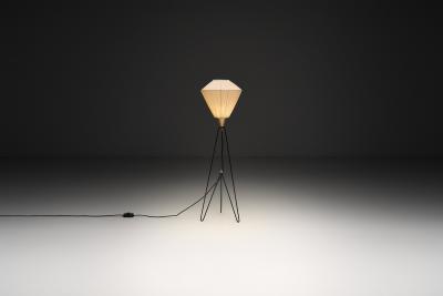 Brass and Lacquered Metal Tripod Floor Lamp by EWJ Attr Sweden ca 1950s