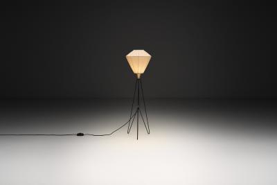 Brass and Lacquered Metal Tripod Floor Lamp by EWJ Attr Sweden ca 1950s