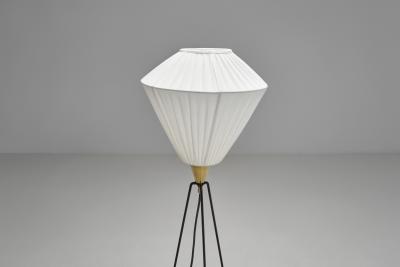 Brass and Lacquered Metal Tripod Floor Lamp by EWJ Attr Sweden ca 1950s