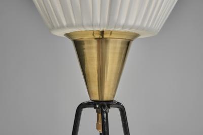 Brass and Lacquered Metal Tripod Floor Lamp by EWJ Attr Sweden ca 1950s