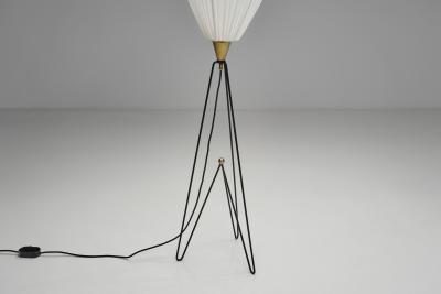 Brass and Lacquered Metal Tripod Floor Lamp by EWJ Attr Sweden ca 1950s