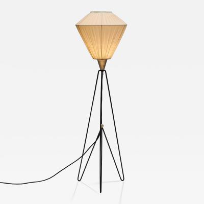 Brass and Lacquered Metal Tripod Floor Lamp by EWJ Attr Sweden ca 1950s
