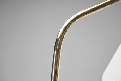 Brass and Leather Floor Lamp with Diabolo Shade Europe 1950s