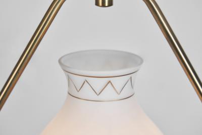 Brass and Opaque Glass Ceiling Lamp Europe ca 1950s