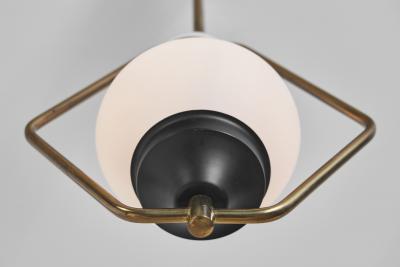 Brass and Opaque Glass Ceiling Lamp Europe ca 1950s
