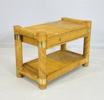 Brass and Pencil Reed Console Table After Karl Springer