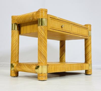 Brass and Pencil Reed Console Table After Karl Springer