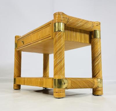 Brass and Pencil Reed Console Table After Karl Springer