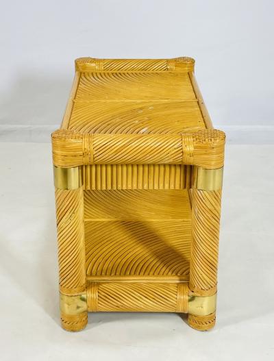 Brass and Pencil Reed Console Table After Karl Springer