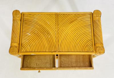 Brass and Pencil Reed Console Table After Karl Springer