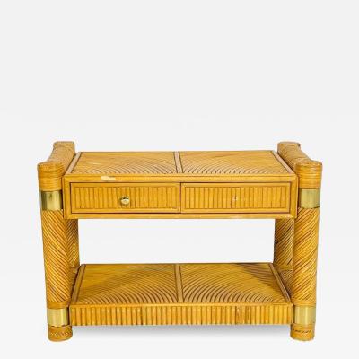Brass and Pencil Reed Console Table After Karl Springer