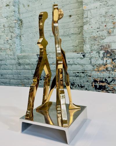 Brass and Polished Aluminum Figurative Sculpture attributed Jean Arp 1970