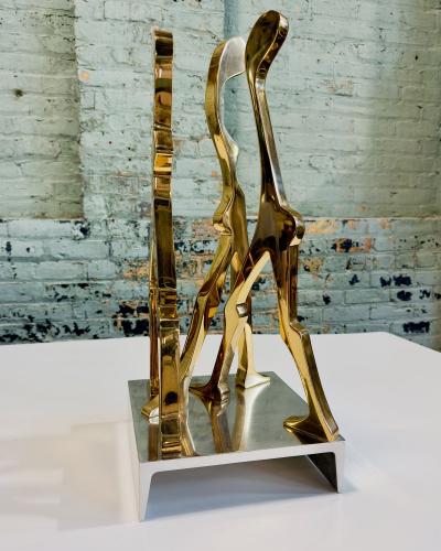 Brass and Polished Aluminum Figurative Sculpture attributed Jean Arp 1970
