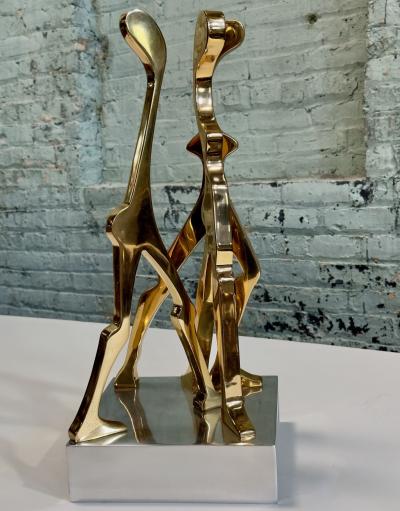 Brass and Polished Aluminum Figurative Sculpture attributed Jean Arp 1970