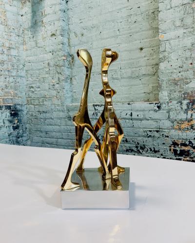 Brass and Polished Aluminum Figurative Sculpture attributed Jean Arp 1970