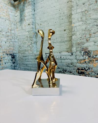 Brass and Polished Aluminum Figurative Sculpture attributed Jean Arp 1970
