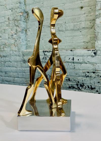 Brass and Polished Aluminum Figurative Sculpture attributed Jean Arp 1970