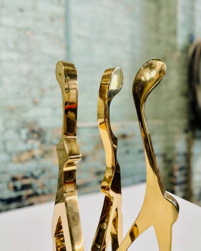 Brass and Polished Aluminum Figurative Sculpture attributed Jean Arp 1970