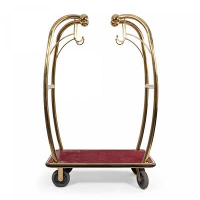 Brass and Red Carpet Hotel Luggage Carts