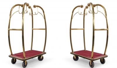 Brass and Red Carpet Hotel Luggage Carts