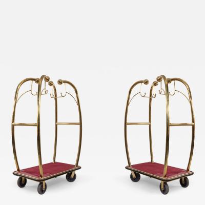 Brass and Red Carpet Hotel Luggage Carts