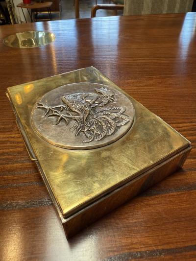 Brass and Silver Embossed Box with Bird Motif
