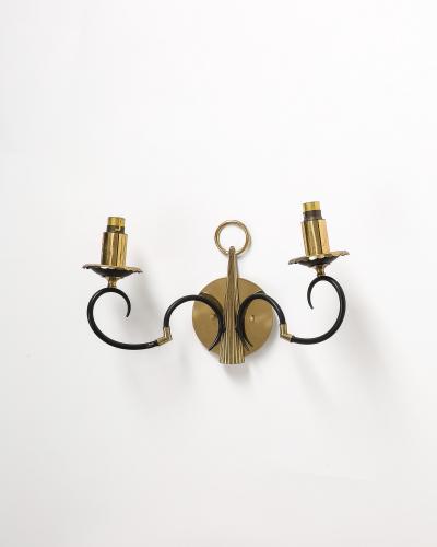 Brass and Steel Sconces France c 1940