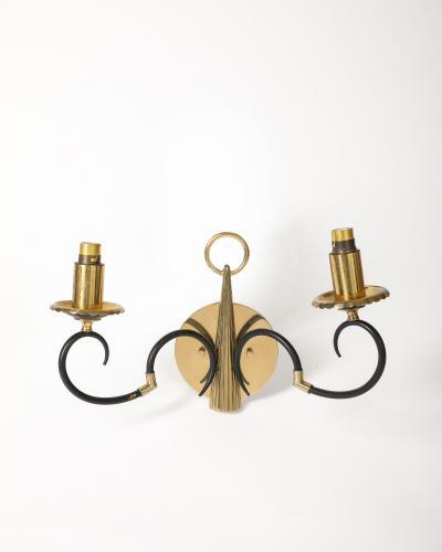 Brass and Steel Sconces France c 1940