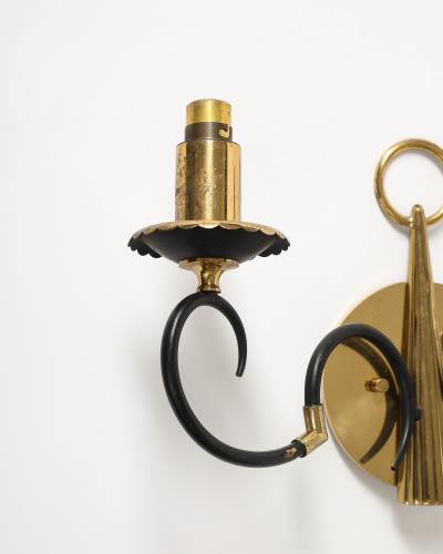Brass and Steel Sconces France c 1940