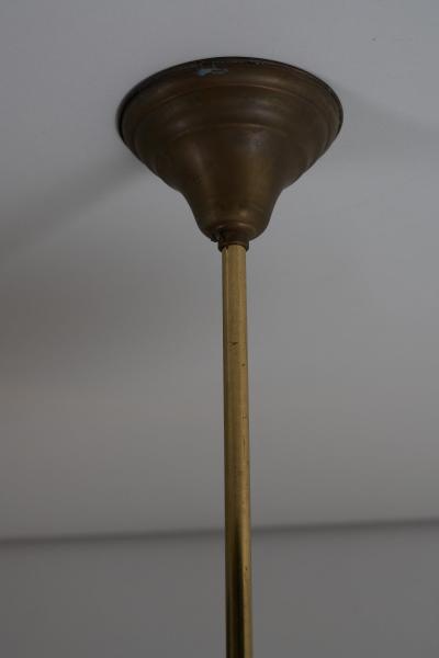 Brass and Striped Glass Three Arm Chandelier 1950s