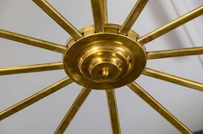 Brass and White Glass Chandeliers