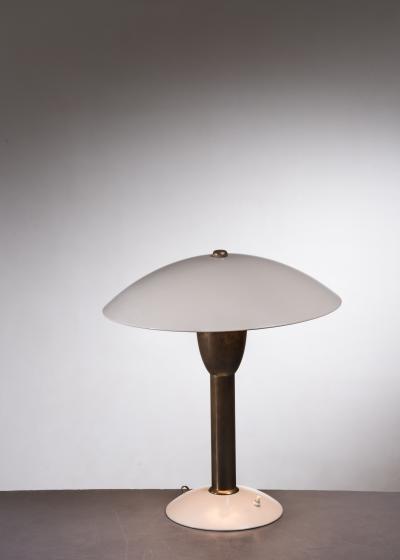 Brass and White Metal Table Lamp Italy 1950s