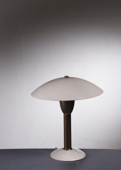 Brass and White Metal Table Lamp Italy 1950s