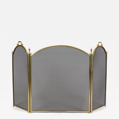 Brass and Wire Three Panel Folding Fireplace Screen