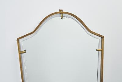 Brass and Wood Mirror Italy 1950s