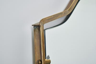 Brass and Wood Mirror Italy 1950s