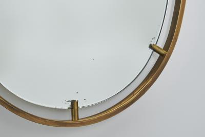Brass and Wood Mirror Italy 1950s