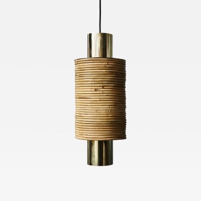 Oval Brass and Parchment Chandelier by Diego Mardegan for Glustin