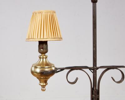 Brass and Wrought Iron Floor Lamp