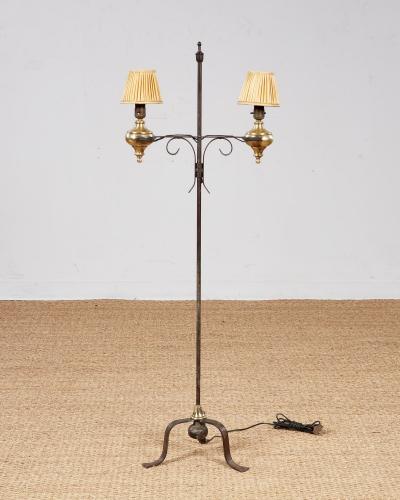 Brass and Wrought Iron Floor Lamp