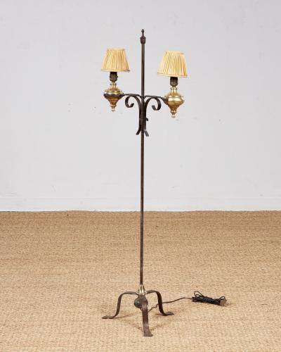 Brass and Wrought Iron Floor Lamp