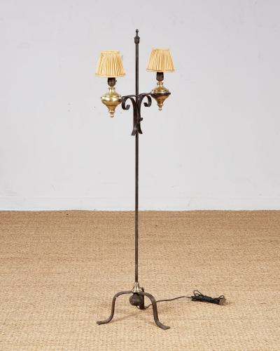 Brass and Wrought Iron Floor Lamp