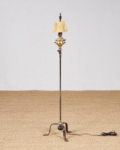Brass and Wrought Iron Floor Lamp