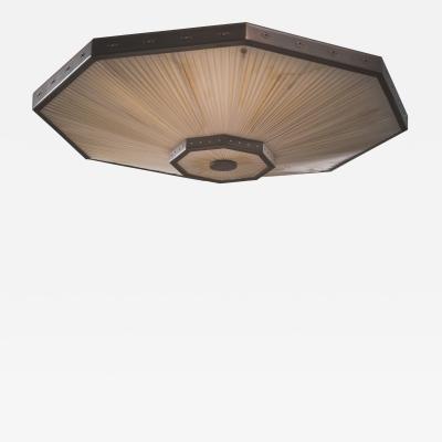 Brass and fabric ceiling lamp