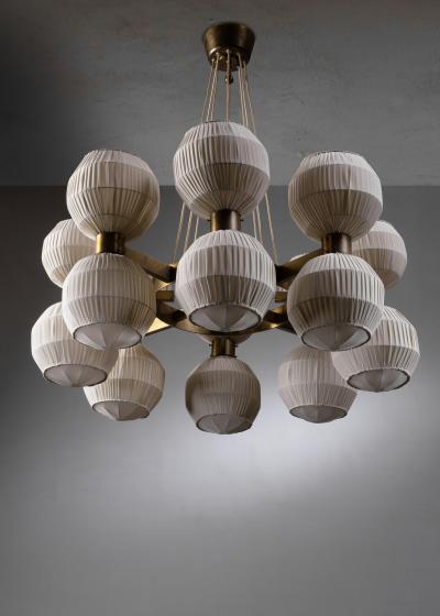 Brass and fabric chandelier